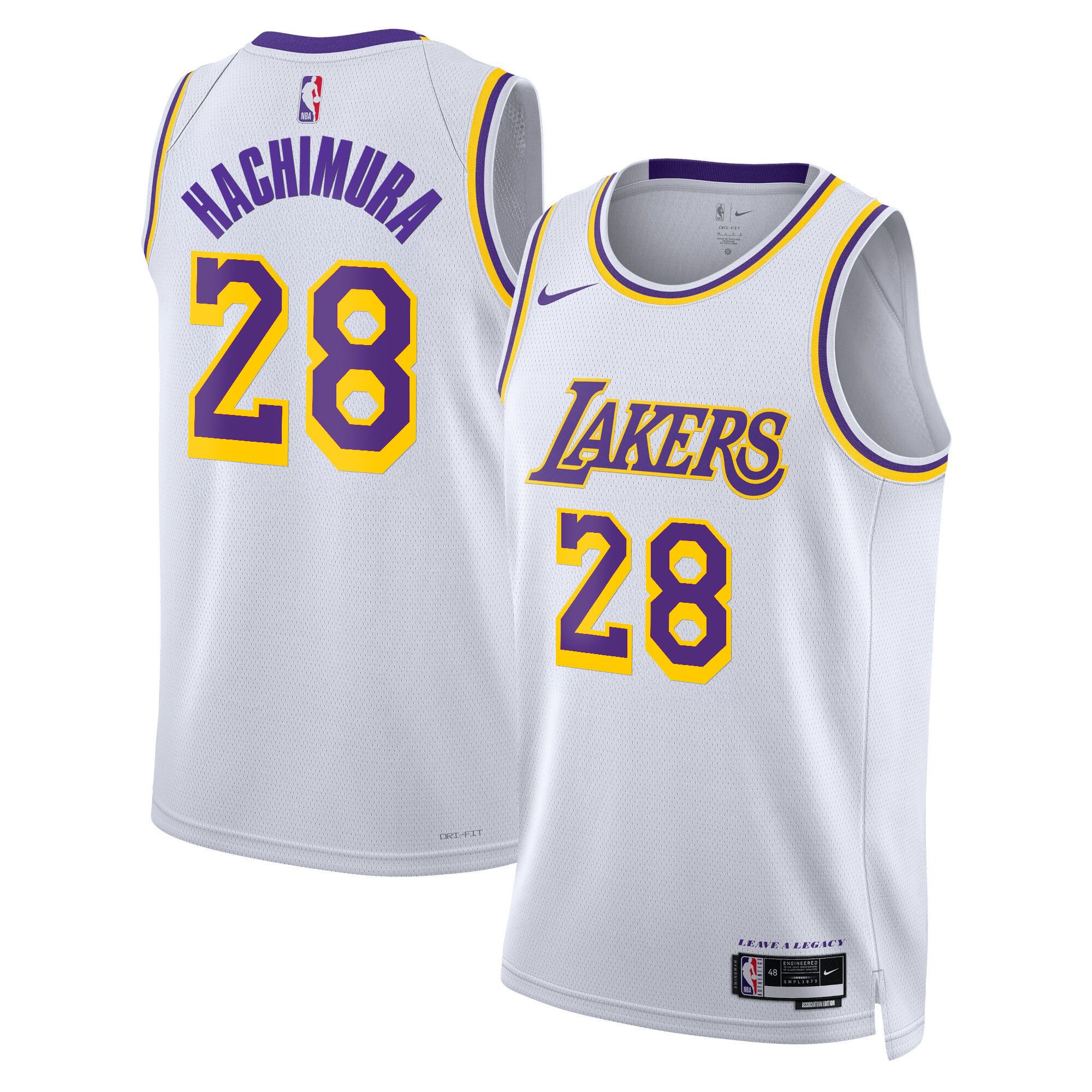 Men Los Angeles Lakers #28 Hachimura White 2025 Nike Swingman NBA Jersey->los angeles lakers->NBA Jersey